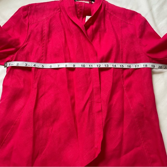 NWT Chico’s hot pink linen flyaway Francesca open front jacket size 0/small - Picture 9 of 12